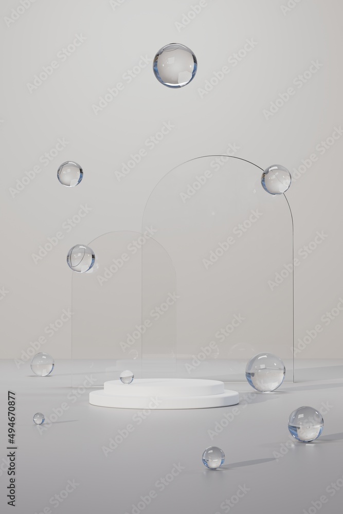 Poster abstract background, glass mock up scene geometry shape podium for product display. 3d rendering