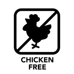 Square frame chicken free icon, one of the food allergy icons set	
