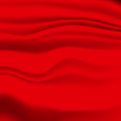 Silk red background. Abstract vector pattern with copy space. Liquid wave texture, smooth drapery wallpaper. Wedding fabric, satin. Wavy design for banner, card, postcard, backdrop