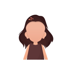 The little girl is depicted waist deep. Cartoon style. Vector.