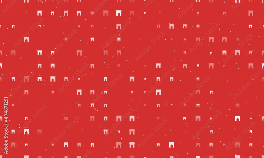 Poster seamless background pattern of evenly spaced white arch symbols of different sizes and opacity. vect