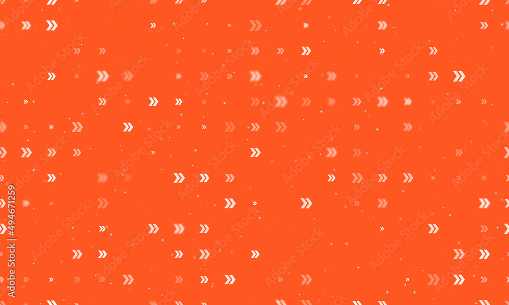 Poster seamless background pattern of evenly spaced white double arrow symbols of different sizes and opaci