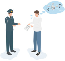 ドローンを紛失したため警察に遺失物届を提出する男性