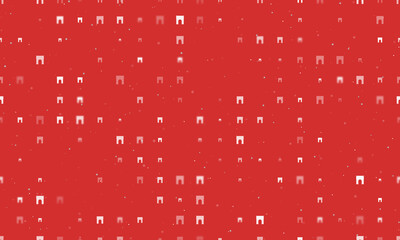 Seamless background pattern of evenly spaced white arch symbols of different sizes and opacity. Vector illustration on red background with stars