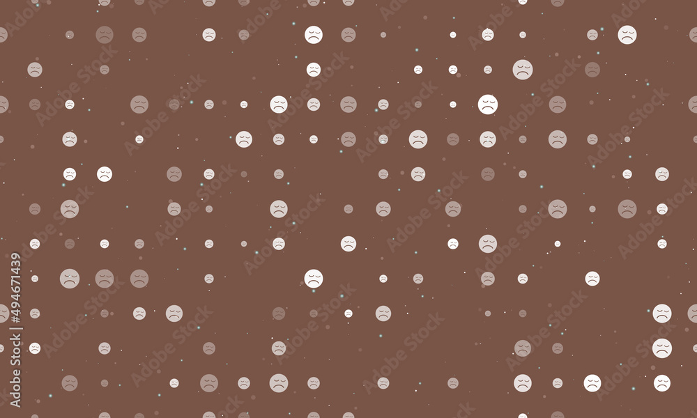 Poster seamless background pattern of evenly spaced white depression symbols of different sizes and opacity