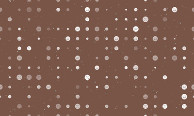 Seamless background pattern of evenly spaced white depression symbols of different sizes and opacity. Vector illustration on brown background with stars