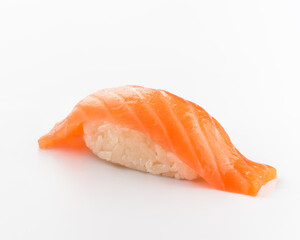 Sushi with salmon on a white background