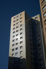 Building that gives you the sun and shade with blue sky