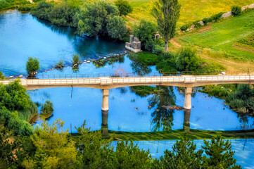 Road bridge over river Trebisnjica in Trebinje, Bosnia and Herzegovina.