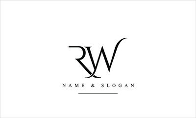RW, WR, R, W abstract letters logo monogram