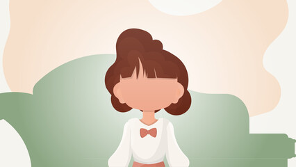 Cute girl in flat style. Poster with a teenage girl. Vector.