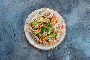 Vietnamese cuisine food on gray textured background