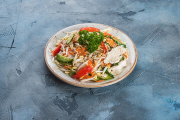 Vietnamese cuisine food on gray textured background