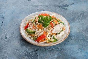 Vietnamese cuisine food on gray textured background