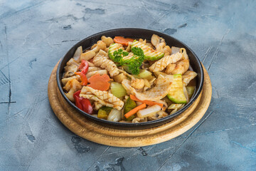 Vietnamese cuisine food on gray textured background