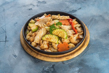 Vietnamese cuisine food on gray textured background