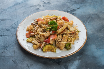Vietnamese cuisine food on gray textured background