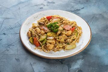 Vietnamese cuisine food on gray textured background