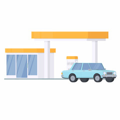 Gas station. Refueling a car with fuel, vector illustration