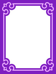 Border frame. Vector purple pink vertical frame isolated on white background
