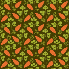 Carrot and parsleys seamless pattern
