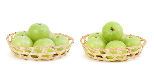 Indian Gooseberry or phyllanthus emblica fruits isolated on white background with clipping path.
