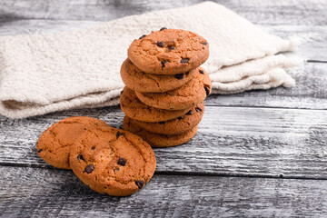 Cookies, cookies on different backgrounds, oatmeal cookies with chocolate