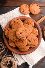 Cookies, cookies on different backgrounds, oatmeal cookies with chocolate