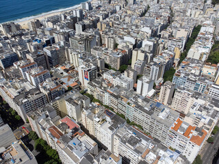 Fototapeta premium Buildings of Copacabana Beach, Rio de Janeiro, Brazil - Drone top view