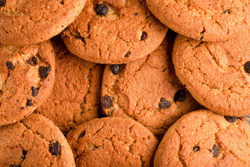 Cookies, cookies on different backgrounds, oatmeal cookies with chocolate