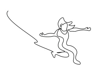 Fototapeta premium A female athlete is running downhill. a tired sportswoman lies on the floor.