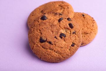 Cookies, cookies on different backgrounds, oatmeal cookies with chocolate