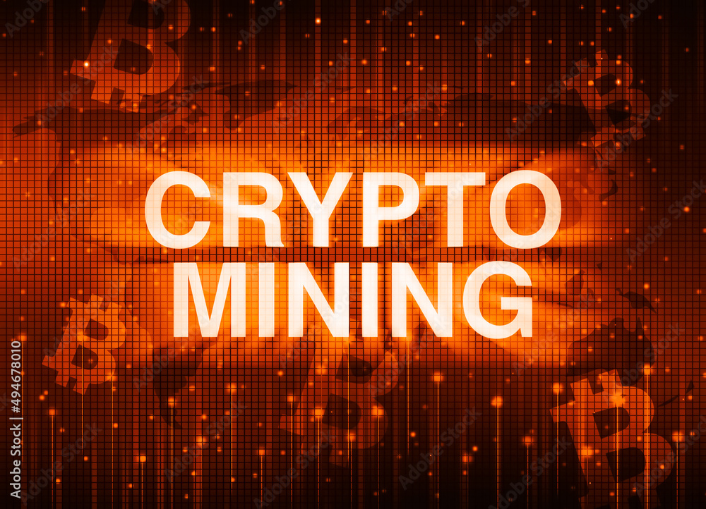 Poster crypto mining abstract background with futuristic technology. modern digital currency mining concept