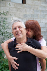 Elderly people are happy on summer day