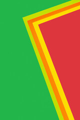 geometric green, red, yellow and orange background with copy space.