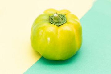 fresh green bell pepper (capsicum) on colorful background