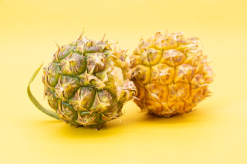 fresh green pineapple isolated on background, healthy rich fruit, selective focus