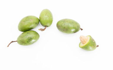fresh green olive isolated on white background