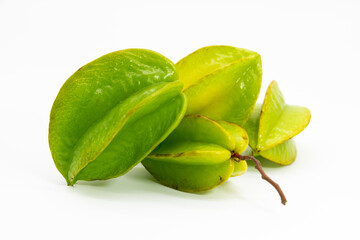 Star fruit or carambola on white background.