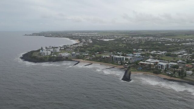 Scenic Bargara Beach In Bundaberg, Queensland, Australia - aerial drone shot