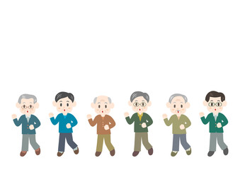 前進するシニア男性たちのイラスト