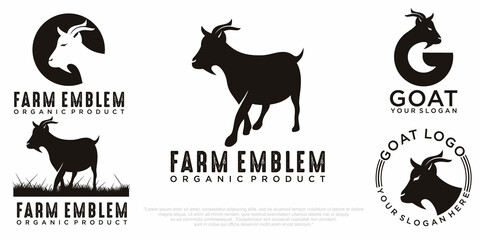 set of goat logo design vector - obrazy, fototapety, plakaty