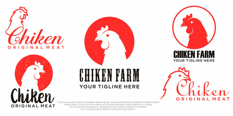 Set of chicken logo design vector © muh