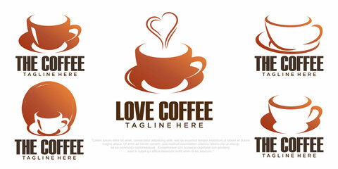 Set coffee logo, labels, design templates