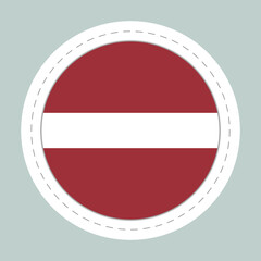 Sticker ball with flag of Latvia. Round sphere, template icon. Latvian national symbol. Glossy realistic ball, 3D abstract vector illustration. Big bubble