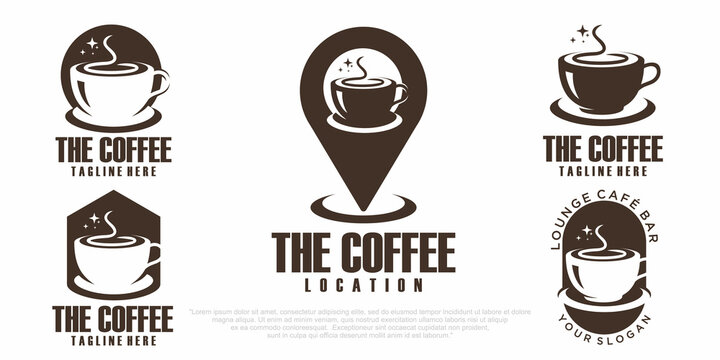 Coffee cup and coffee bean point logo design template
