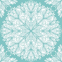 White turquoise ornamental seamless pattern. Vintage Ornament Elements Ethnic Turkish Indian motifs For fabric and textiles, wallpaper, packaging and decor.