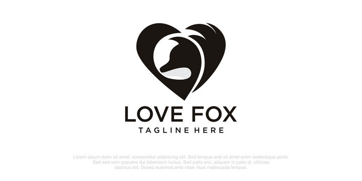 love fox logo design vector