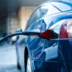 The electric car is charging