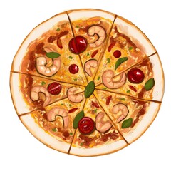 pizza with salami and cheese